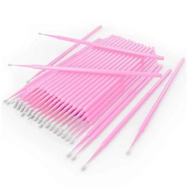 Imagem de Pacote de Microbrush Bastões Cotonetes Rosa para Alongamento de Cílios