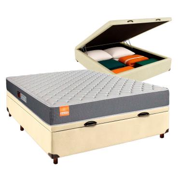 Imagem de Cama + Bau Bege E Colchão D23 Casal - Pro Inducol