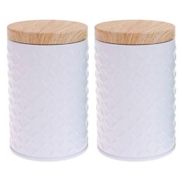 Imagem de Kit 2 Porta Mantimentos Lata  Relevo 3D Redonda - Homecook - DRATINI, 