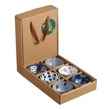 Imagem de Tigela de cereal, 6 peças, conjunto de tigelas domésticas de cerâmica, conjunto de caixa de presente de porcelana azul e branca, estilo pastoral, floresta, tigela de porcelana, tigelas de sopa para