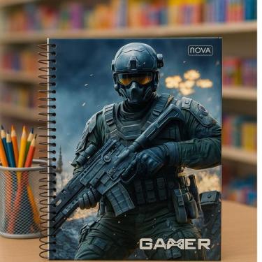 Imagem de Caderno Universitario 1 Materia Espiral 80 Folhas Gamer Capa Dura - No
