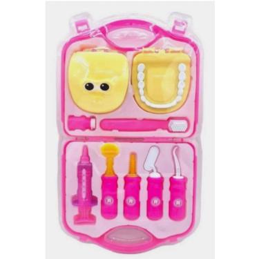 Imagem de Conjunto de dentista, mala de 9 peças de brinquedo para meninas - rosa