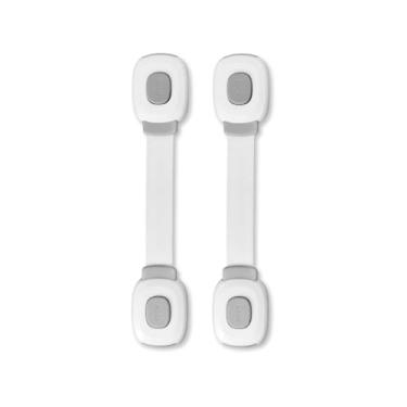 Imagem de Travas de Segurança Infantil Adesivas Multiuso – Proteção Total para Armários, Gavetas, Geladeiras e Portas (Cinza, Kit 2 Peças)