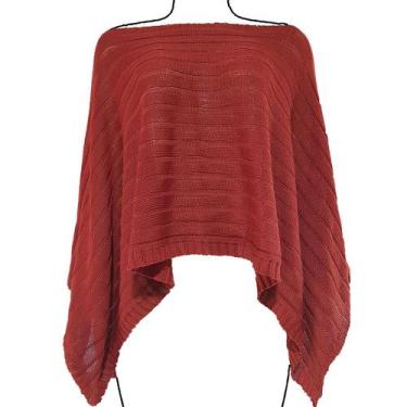 Imagem de Poncho Feminino Boho de Tricô Katlen Tricot  Capa Manta Estilo Boho Ch