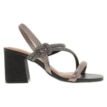 Imagem de Sandália Tamanco Beira Rio Salto Palmilha Conforto, 37, Grafite, Black