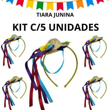 Imagem de Kit c/5 Tiaras Chapéu Palha Festa Junina Caipira Girassol - sm decora