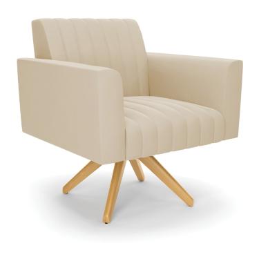 Imagem de Poltrona Giratória Viena Gomada Suede Base de Madeira MA30 - D'Rossi