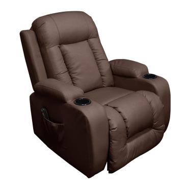 Imagem de Poltrona do Papai Austin com Elevação Lift 150º Massagem Aquecimento PU Marrom Chocolate G31 - Gran Belo