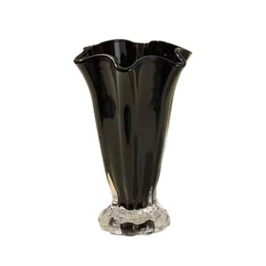 Imagem de Fenteer Vaso de vidro com boca larga, vaso de pétalas, recipiente floral luxuoso, arranjo de flores, decoração moderna para quarto, sala de jantar,