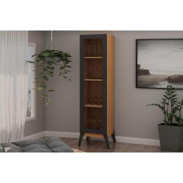 Imagem de Cristaleira Sala Jantar Malta c/ 1 Porta c/ Vidro Cinamomo - Genialfle