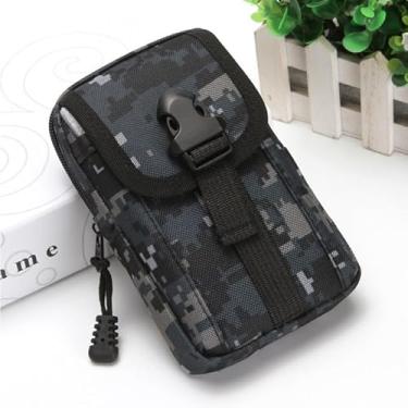 Imagem de Bolsa tática para celular Molle, coldre para smartphone, bolsa utilitária portátil EDC, porta-cartões, organizador, pacote de segurança resistente, adequado para cinto de cintura, camuflagem 10 x 16,7