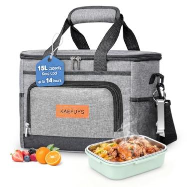 Imagem de KAEFUYS Bolsa térmica térmica para homens/mulheres, bolsa térmica macia de 15 L com alça de ombro ajustável, à prova de vazamento para trabalho, acampamento, viagem, piquenique