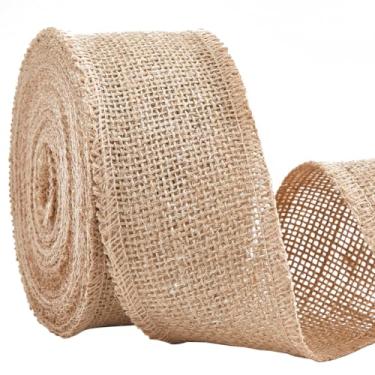 Imagem de Fita de serapilheira de juta natural de 11 metros (60 mm) de largura, rolo de tecido de linho de serapilheira para decoração de árvore de Natal, artesanato para embrulho de presente, guirlanda de