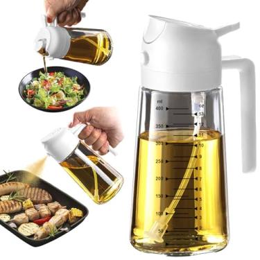 Imagem de Pulverizador de azeite de oliva de vidro de 470 ml para cozinhar – Frasco dispensador de azeite 2 em 1 para utensílios de cozinha e acessórios de fritadeira de ar, salada, churrasco - Preto