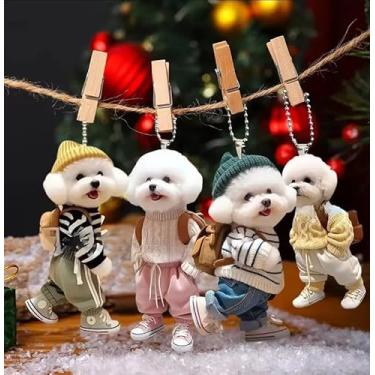 Imagem de 1 peça 2D chaveiro de carro de pelúcia acrílico pingente criativo cachorro feminino decoração carro acessórios interiores, E, 6#