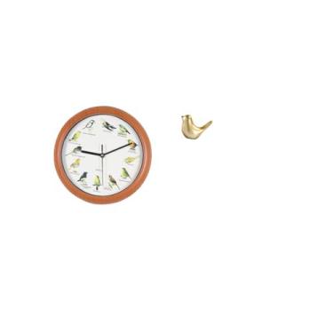 Imagem de Fenteer Relógio de Parede com Pássaros Cantores, Estatueta de Pássaros Dourados, Relógios de Parede Decorativos para Cozinha, Decoração de Casa, Escultura de