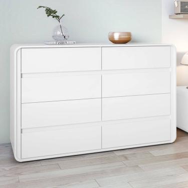 Imagem de Cômoda para Quarto 8 Gavetas 152x96cm Loop Branco
