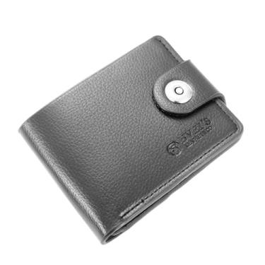 Imagem de Carteira masculina com porta-moedas, carteira masculina dobrável com porta-cartão de crédito, carteira masculina de couro sintético, Preto, Tendência