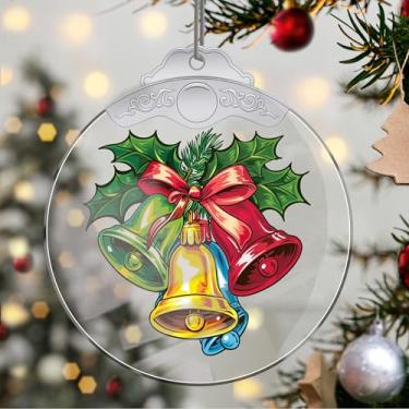 Imagem de Enfeites de Natal para pendurar em cristal de sino, enfeites de árvore de Natal feitos à mão, decoração de carro e casa - presentes de Natal, decoração de artesanato em acrílico, ideias de troca de