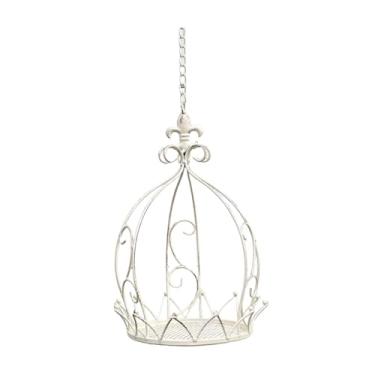 Imagem de IEUDNS Cesto de flores suspenso em forma de para decoração de exterior, ideal para pátios, com dimensões de 25 x 35 cm (9,8 x 13,8 polegadas), Branco