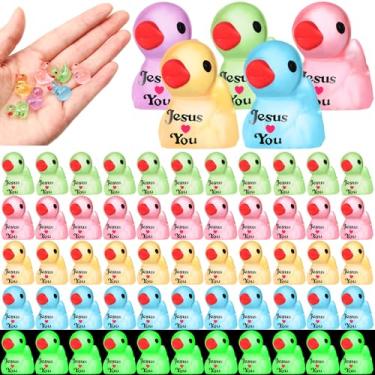 Imagem de Suzile 100 peças mini luminosas Jesus Resina Patos Pequenos Figuras a granel Jesus Loves You Mini Pato Cristão Brilham no Escuro Patos Religiosos Lembranças de Festa Religiosa para Igreja Ocultar