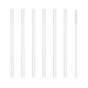 Imagem de Conjunto de canudos para garrafa Yeti Rambler, incluindo 6 canudos de substituição e 1 escova de limpeza, substituição reutilizável de 21,3 cm de comprimento