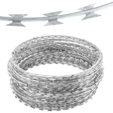 Imagem de Fita Farpada Enrolada De Aço Do Fio Da Lâmina - Anti Barreira Anti-roubo De Rastejamento - Alternativa Ao Arame Farpado E Ao Fio De Coerti, Silver, 5m