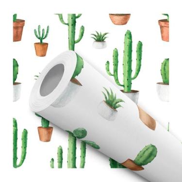 Imagem de Papel de Parede Adesivo Cacto Aquarela Natureza Moderno Quarto Sala de