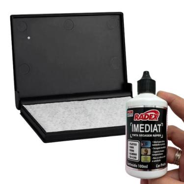 Imagem de Kit Almofada Carimbo N3 + Tinta Secagem Rapida p/ Plastico - Radex