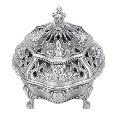 Imagem de HEEPDD Suporte para Queima de Incenso, Liga de Zinco 3D Oco Escultura Suporte Antiderrapante para Incenso Cônico Carvão de Resina de Olíbano, Com Tampa para Decoração de Casa, (Cor de estanho antigo)