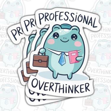 Imagem de (3 peças) Adesivo profissional Overthinker – Decalques engraçados de citação de saúde mental – Adesivos de vinil à prova d'água para livros, laptops, telefone, garrafas de água, copos de copo, Kindle