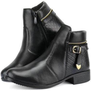 Imagem de Coturno Feminino Bota Cano Curto Casual Botina Top - Face Off, Preto, 