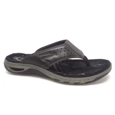 Imagem de Chinelo Pegada Masculino Couro Amortech 131663, Preto, 38