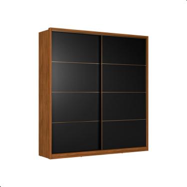 Imagem de Guarda Roupa Casal 2 Portas Madri Nogueira Preto Prime
