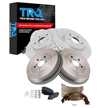 Imagem de TRQ Pastilha de freio e rotor, sapata e tambor Premium G-Coated Semi-Metallic Performance Compatível com Toyota Corolla 2009-2015