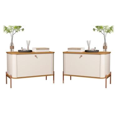 Imagem de Conjunto Mesa De Cabeceira Albania Off White Nature Bronze