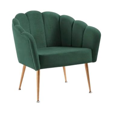 Imagem de Poltrona Pétala Slim Base Aço Dourado Veludo Verde