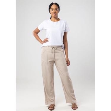 Imagem de Calça Pantalona Pau a Pique Listrada Bege