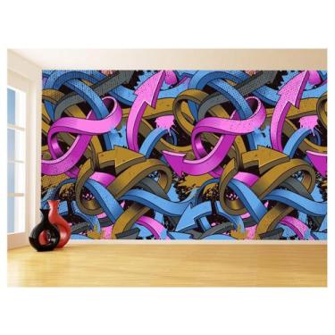 Imagem de Papel De Parede 3D Arte Graffiti Mural Setas Cor 3,5M Tra74 - Você Dec