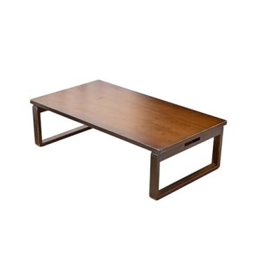 Imagem de Mesa de centro moderna de tatami dobrável, mesa de chá japonesa baixa de madeira, mesa de centro retangular, sem necessidade de instalação, mesa de chão, para sala de estar, sala de jantar, chá