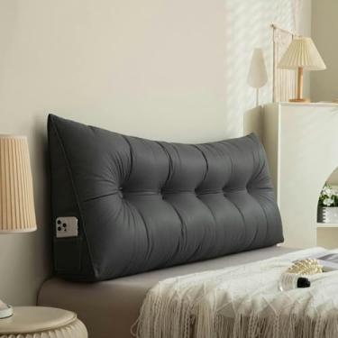 Imagem de Almofadas de cabeceira triangulares grandes, almofada de cunha, almofada de leitura, almofada de cabeceira de cor sólida, tecnologia limpável, capa de pano para descanso de cama