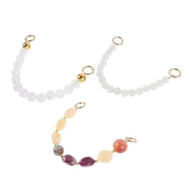 Imagem de 3 peças de tiras de corrente de bolsa com contas de pérola com pedras de resina e pingentes de cristal, acessórios de substituição de alças de bolsa elegantes, alça de telefone versátil para uso