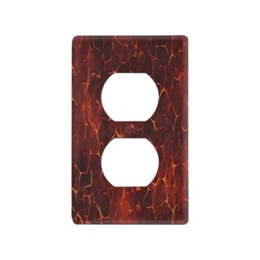 Imagem de Blueangle Placa de parede Fire Animated Duplex Outlets, tamanho padrão, placas de cobertura de tomada elétrica de 1 gangue para decoração de quarto de escritório em casa, 4,53 x 2,76 polegadas (906)