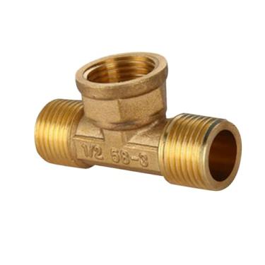 Imagem de Fenteer Conexão em T de latão, conector de tubo com rosca, de 3 vias para encanamento, Estilo C