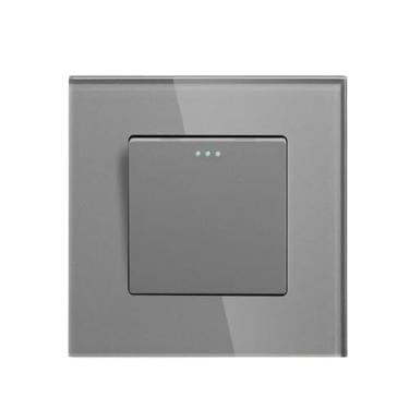 Imagem de Interruptor de botão mecânico de 1/2/3 Gang, 1 via, preto, branco, interruptores de energia para luz doméstica com painel de vidro de cristal 86 mm (cinza 1 gangu)