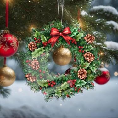 Imagem de Enfeites de Natal, flores de cristal, enfeites de árvore de Natal feitos à mão, decoração de carro e casa - presentes de Natal, decoração de artesanato em acrílico, ideias de troca de presentes para