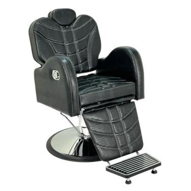 Imagem de Cadeira Poltrona Barbeiro Reclinável hidráulico - BM Moveis, Preto Cro