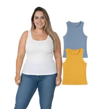 Imagem de Kit Com 2 Regatas Ribana Feminina Plus Size-Feminino