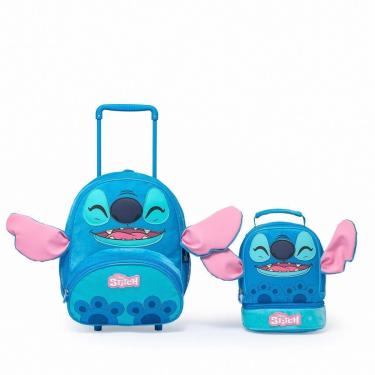 Imagem de Kit Mochila Rodinha Disney Lancheira Escolar Stitch-Unissex