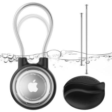 Imagem de ILFINDYOU Para porta-chaves AirTag, porta-etiquetas à prova d'água, trava rosqueada e fio de aço, capa rastreadora para chaves, crianças, bagagem, animais de estimação, (capa transparente)